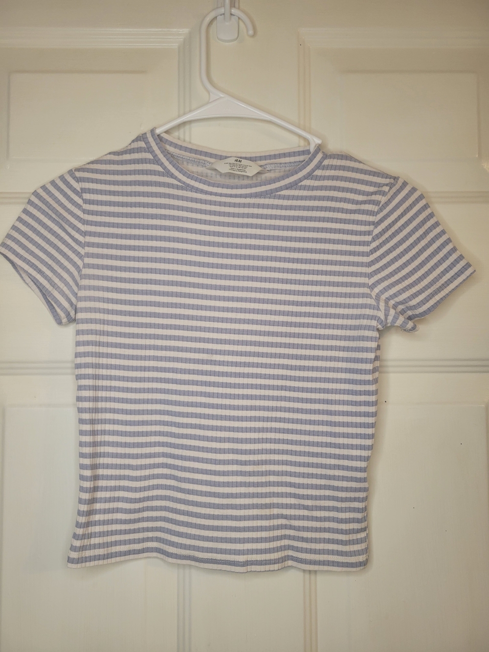 H&M Light Blue & White Striped  Ribbed Tee